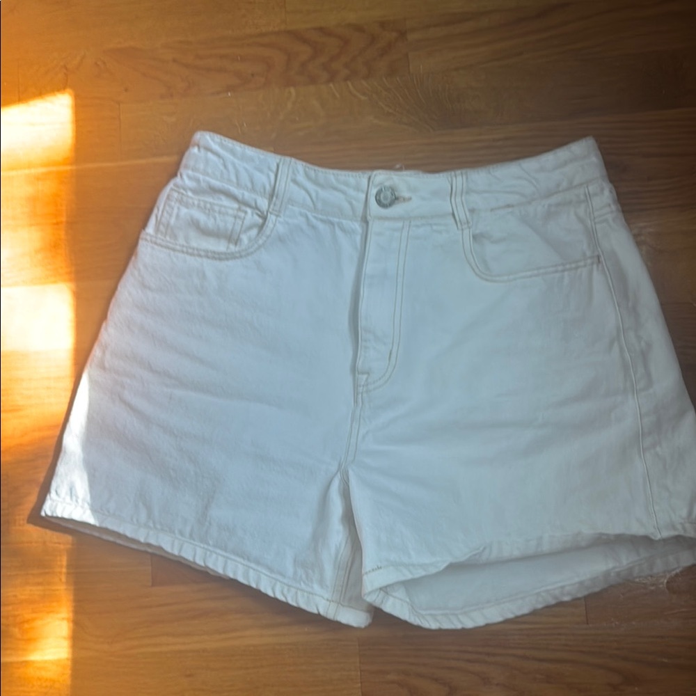 Frank & Oak White Denim Shorts